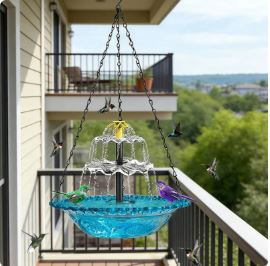 Solar-Powered Waterfall-Style Hanging Bird Bath Fountain