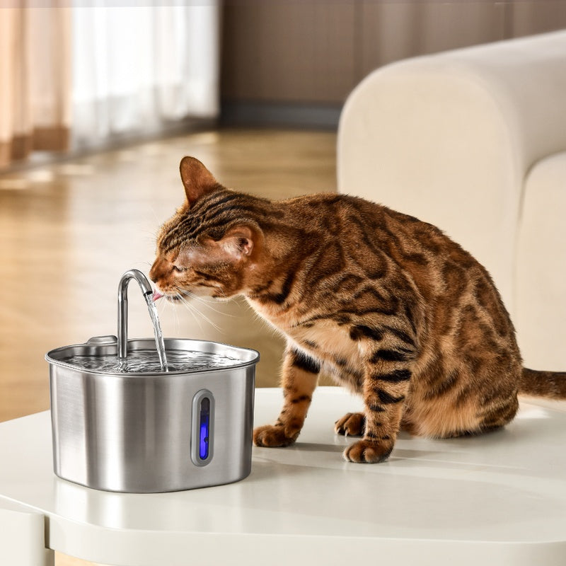 2.2L Stainless Steel Cat Water Fountain with Filter