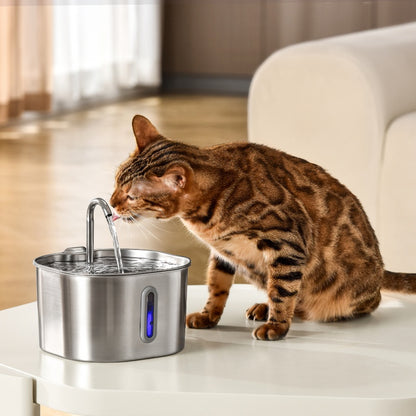 2.2L Stainless Steel Cat Water Fountain with Filter