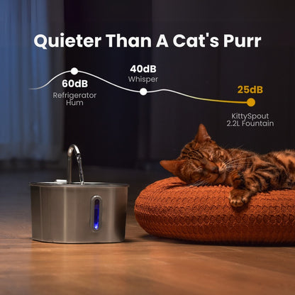 2.2L Stainless Steel Cat Water Fountain with Filter