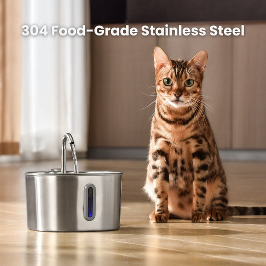 2.2L Stainless Steel Cat Water Fountain with Filter
